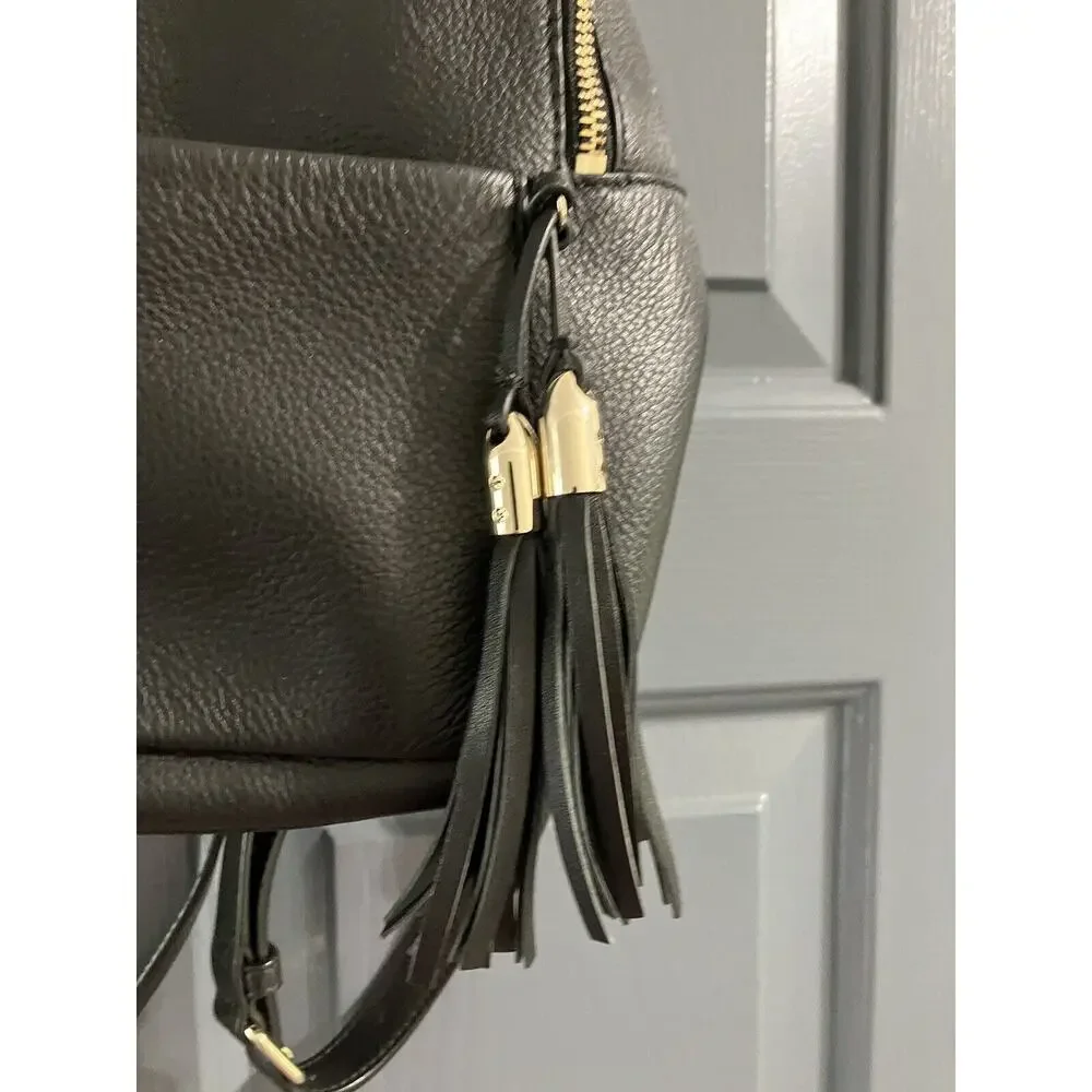 KATE SPADE NICOLE LARCHMONT AVE BACKPACK BLACK LEATHER TRAVEL SCHOOL BAG